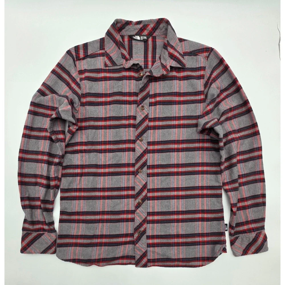 MENS THE NORTH FACE FLANNEL SHIRT GRAY SIZE M